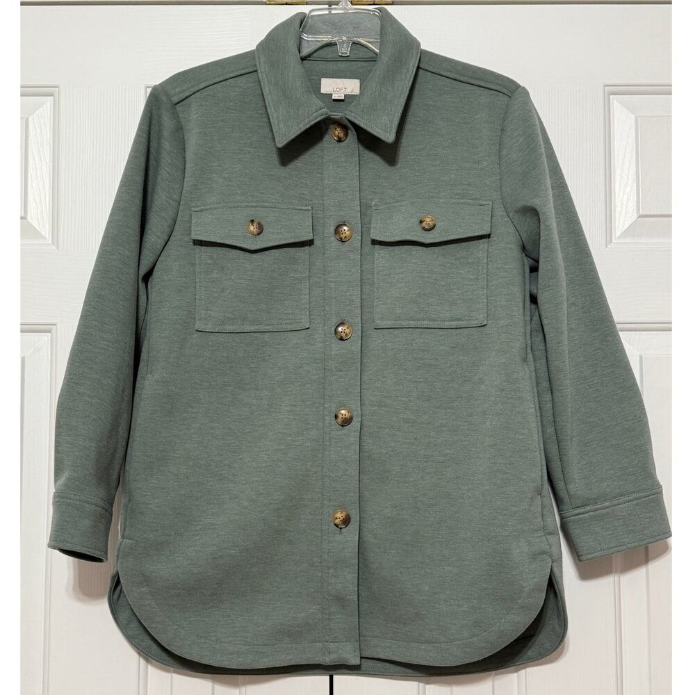 NWT-Ann Taylor LOFT Heather Green Shirt-Jacket, Size M